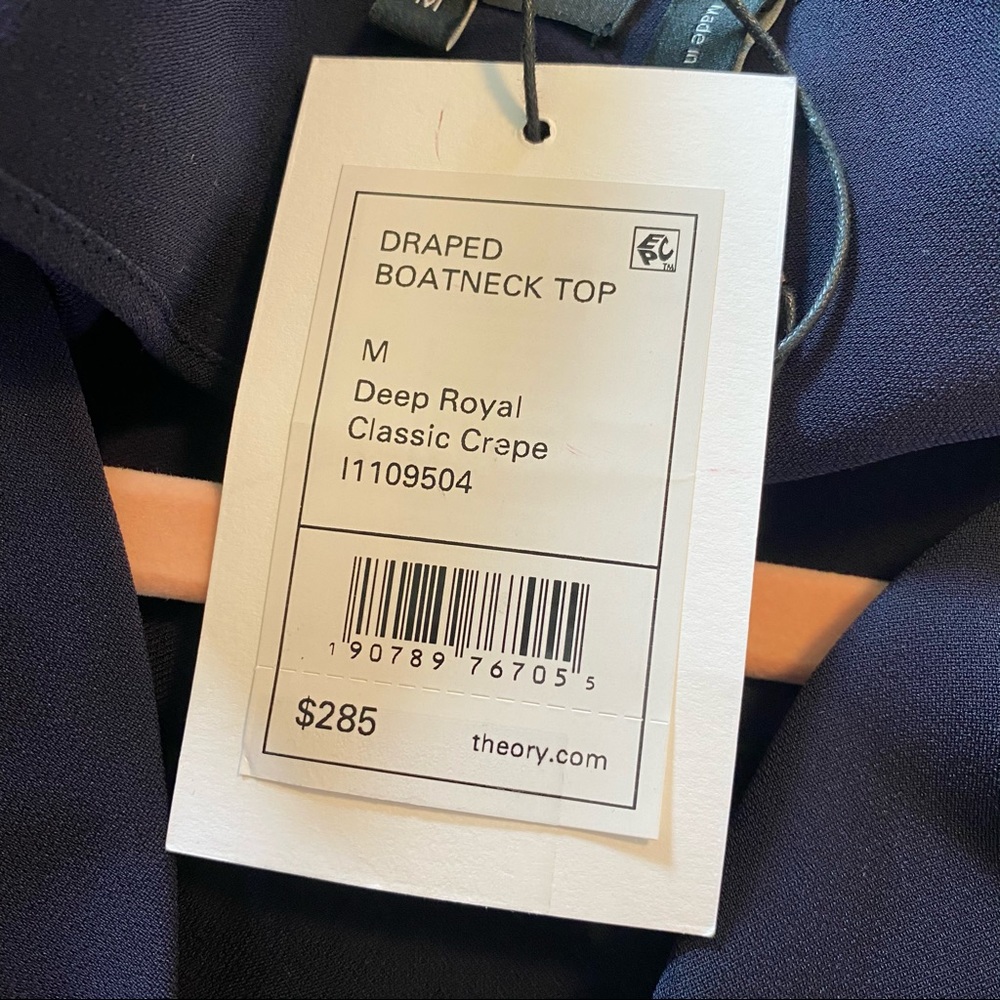 NWT Theory Navy Boatneck Cap Sleeve Blouse Tank - Picture 5 of 9